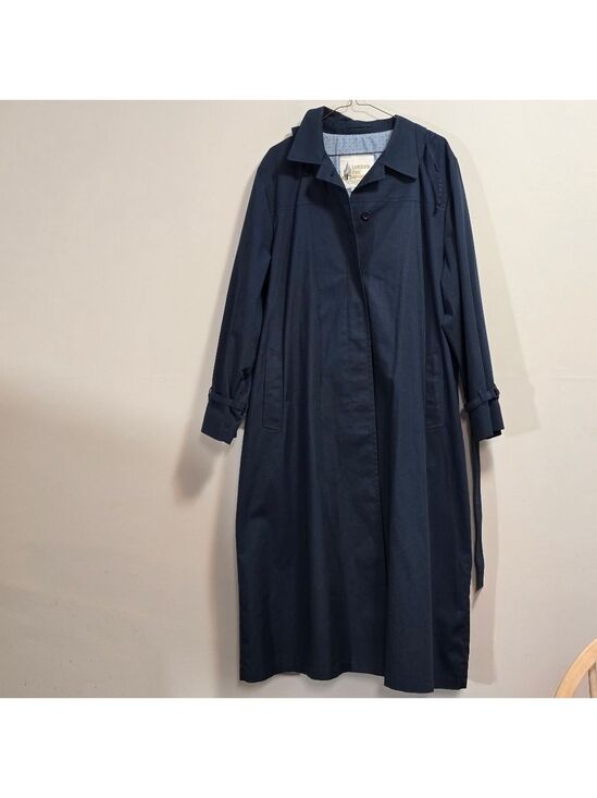 London Fog Jackets & Blazers - Vintage London Fog Classic Hooded Navy Blue Long Trench Coat Size 18 M UK